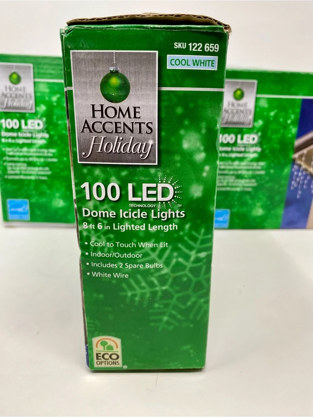 Set of 3 - Home Accents Holiday 100 LED Dome Icicle Lights - Cool White